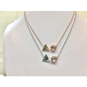 Necklace triangle pendant with rhine stones 42 cm