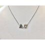 Necklace triangle pendant with rhine stones 42 cm silver