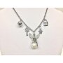 Necklace with fairy sitting on pearl, lock and key pendant,length 47cm