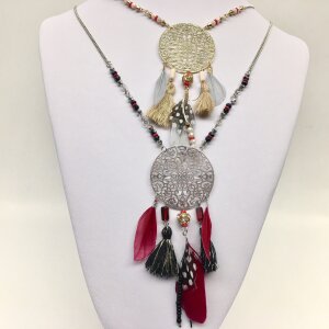 Venture Ladies Long necklace with feather, length 86cm