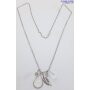 Necklace with drops, feather and glass beads pendant, length 80cm