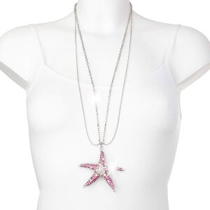 Necklace Starfish Pink, length 80cm