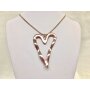 Chain with hammered heart pendant 80 cm Rose Gold