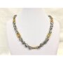 Stainless steel necklace 55 cm long 1 cm wide silver+gold