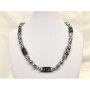 Stainless steel necklace 55 cm long 1 cm wide silver+black