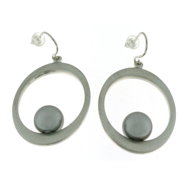earring satin rhodium/grey
