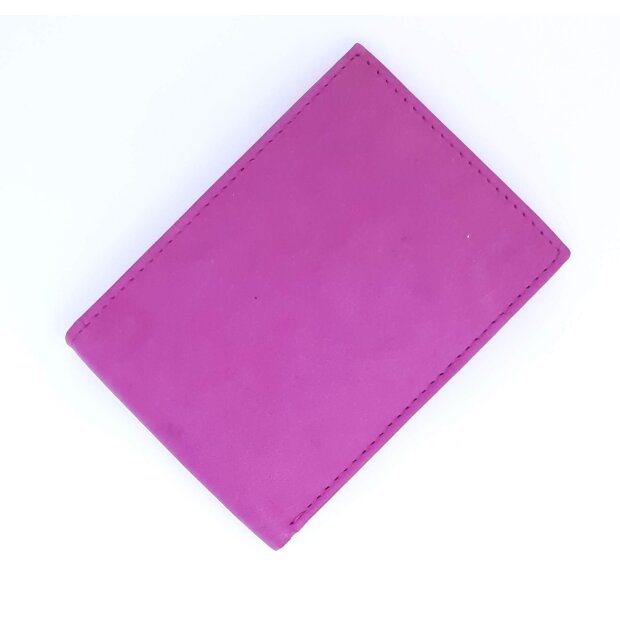 Wallet made from real leather 7,5 cm x 10 cm x 1 cm, pink