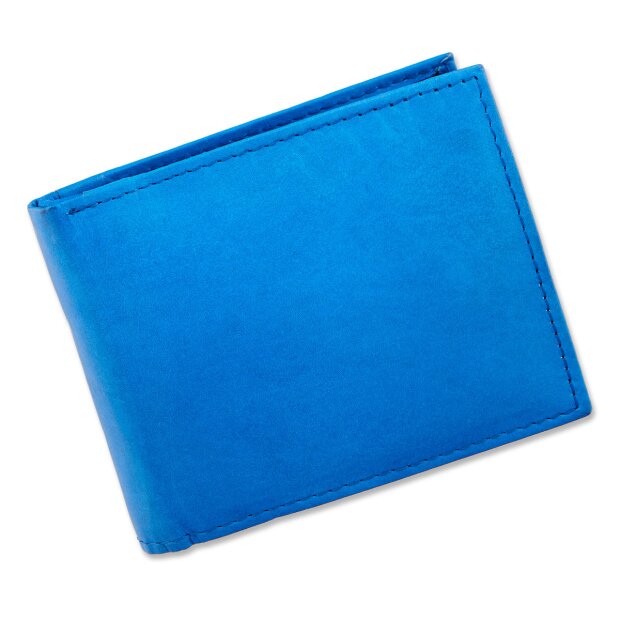 Wallet made from real leather 7,5 cm x 10 cm x 1 cm, royal blue