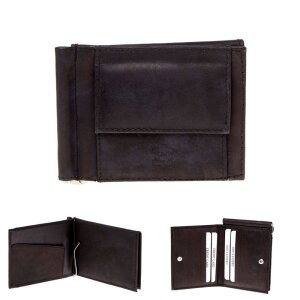 Real leather wallet with dollar clip black