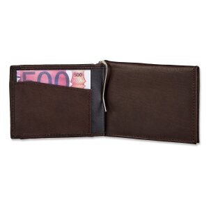 Real leather wallet with dollar clip dark brown