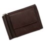 Real leather wallet with dollar clip dark brown