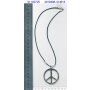 Leather necklace with Peace sign diameter 3.6 cm 021-04-20 S-307