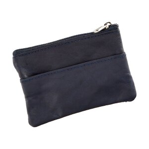 Real leather key case 7,5 cm x 10 cm x 1 cm, navy blue