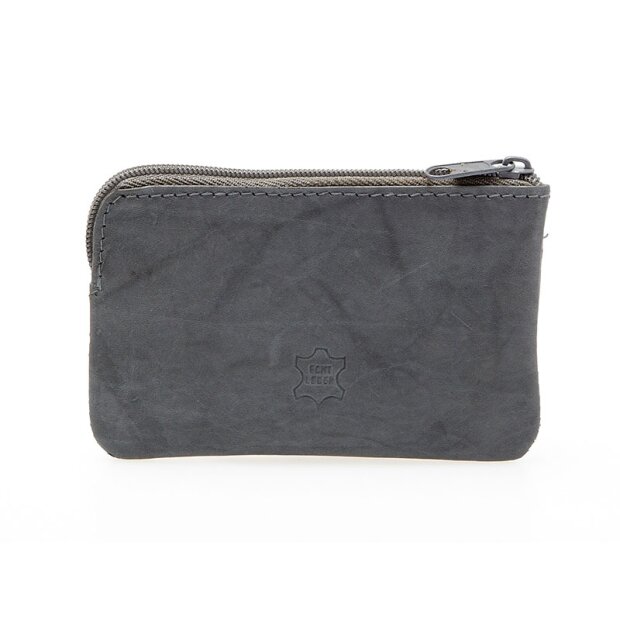Real leather key case 7,5 cm x 10 cm x 1 cm, grey
