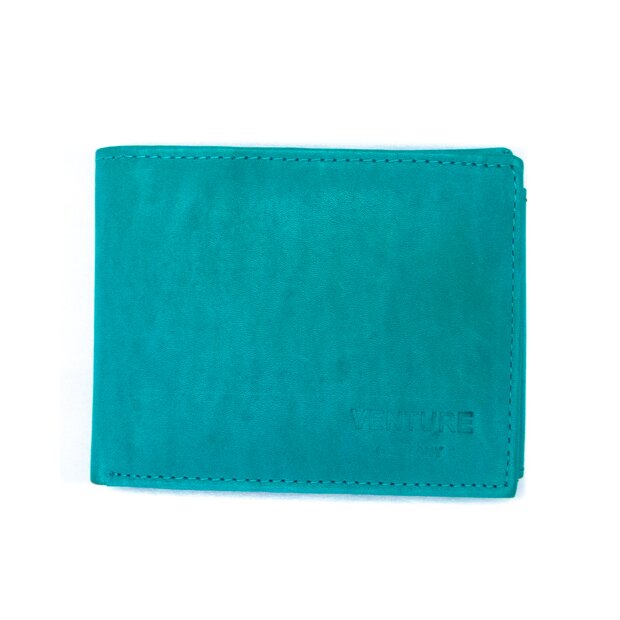 Real leather wallet 10 cm * 8 cm * 1.8 cm MK / 182 sea blue S-0646