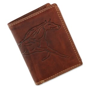 Wallet made of real water buffalo leather with horse motif