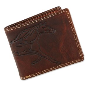 Wallet made from real water buffallo leather with horse...