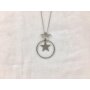 Long necklace with star and circular pendant silver/matt...