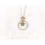 Long necklace with star and circular pendant gold/matt Gold