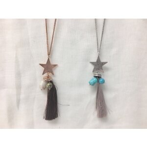 Long necklace with different pendants, 80cm
