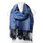 Schal Tuch mit Fransen 100% Polyester Blau S-0001