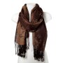 Shawl scarf with fringes 100% polyester brown