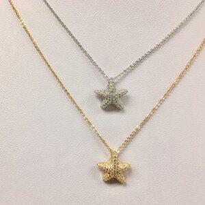Necklace with starfish pendant, 44cm
