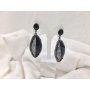 Earrings with oval pendant anthracite/black