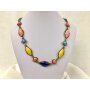 Necklace with colorful oval links antique gold