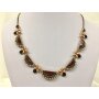 Necklace with flowers, pearls and rhinestones antique gold