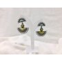Earrings with rhinestones and small pearls black/olivine