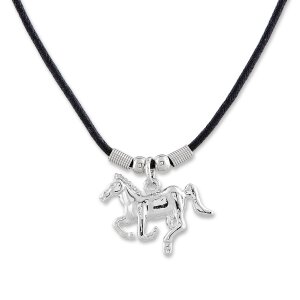 Leather necklace with horse pendant for women and men,...