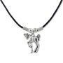 Leather necklace with horsel pendant for women and men, length 45cm, lobster clasp