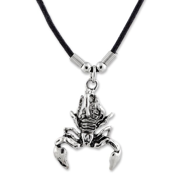 Leather necklace with a scorpion pendant for women and men, length 45cm, lobster clasp