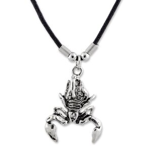 Leather necklace with a scorpion pendant for women and...