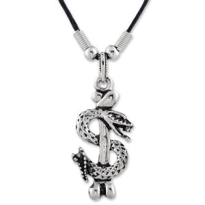 Leather necklace with a Snake pendant for women and men,...