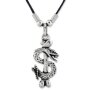 Leather necklace with a Snake pendant for women and men, length 45cm, lobster clasp
