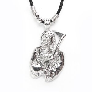Leather necklace with a Reaper as a pendant for men and...
