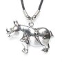 Leather necklace with a rhino pendant for women and men, length 45cm, lobster clasp