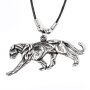 Leather necklace with a Panther pendant for men and women, length 45cm, lobster clasp