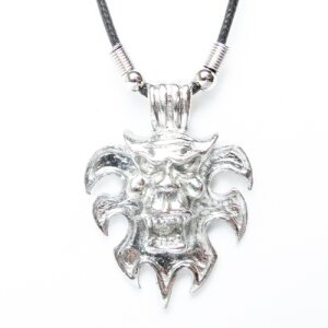 Leather necklace with a head of devil pendant for men and...