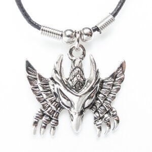 Leather necklace with a Bird of prey head pendant for men...
