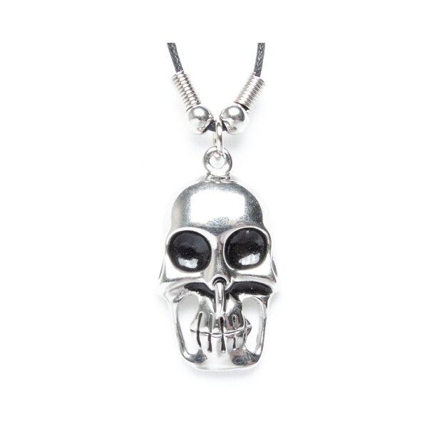 Leather necklace with a skull as a pendant for men and women, length 45cm, lobster clasp