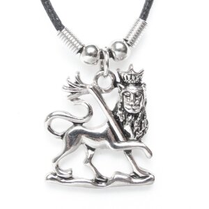 Leather necklace with a lion king as a pendant for men...