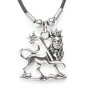 Leather necklace with a lion king as a pendant for men and women, length 45cm, lobster clasp