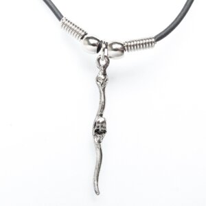 Leather necklace with a skull rod as a pendant for men...