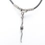 Leather necklace with a skull rod as a pendant for men and women, length 45cm, lobster clasp