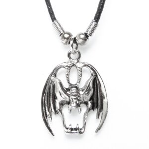Leather necklace with a dragon as a pendant for men and...