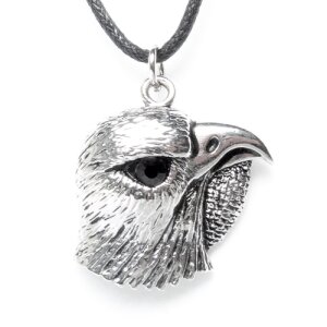Leather necklace with head of eagle pendant for women and...