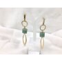 Earring with hexagonal glass stone and abstract pendants gold